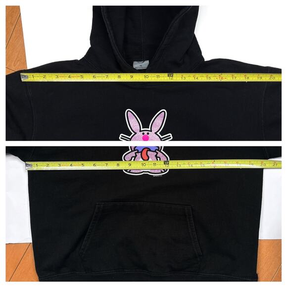 Rare Y2K Vintage Glitter It's Happy Bunny Hoodie Sweatshirt Grunge Jim Benton - Picture 10 of 16